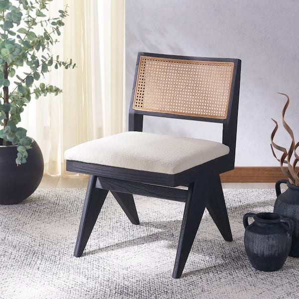 SAFAVIEH Jaqueline Beige/Black 19 in. Boucle Dining Chair