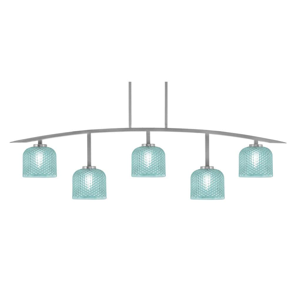 Siena 51.25 in. 5-Light Graphite Chandelier with 6 in. Turquoise Textured G