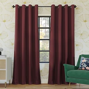Oslo Theater Grade Wine Polyester Solid 52 in. W x 95 in. L Thermal Grommet Blackout Curtain