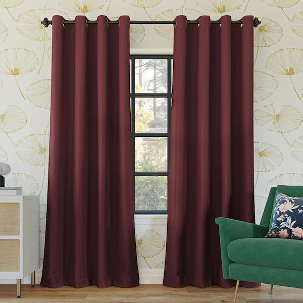 Sun Zero Oslo Theater Grade Wine Polyester Solid 52 in. W x 95 in. L Thermal Grommet Blackout Curtain