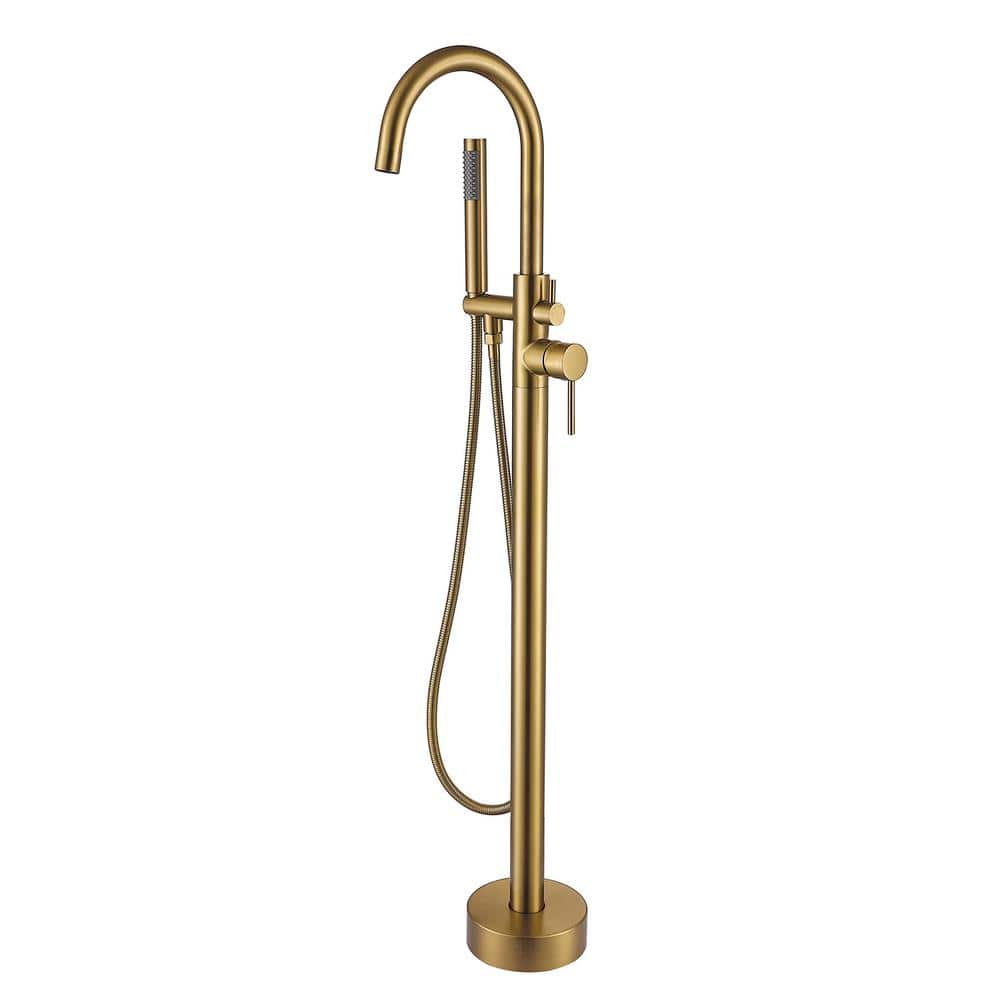Single-Handle Claw Foot Freestanding Tub Faucet with Hand Shower in. Brushe