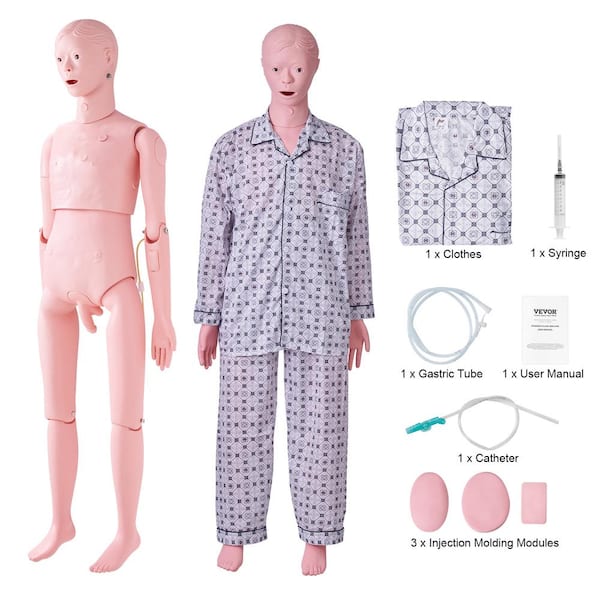 VEVOR Nursing Training Manikin Male Life Size Human Manikin for Nursing Training PVC Anatomical Mannequin Model Patient Care