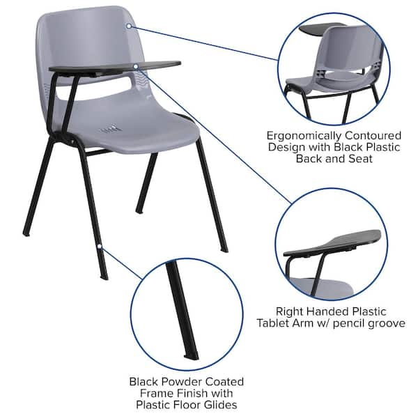  Sintuff Tablet Arm Folding Chair with Caster Wheels