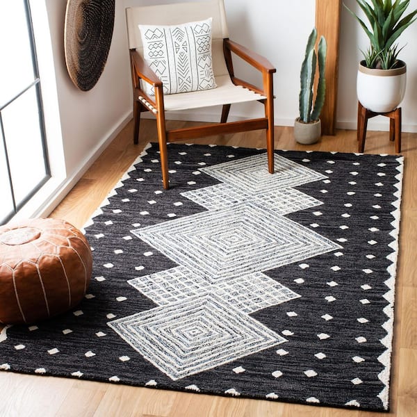 Micro-Loop 5 ft. x 8 ft. Charcoal/Ivory Diamond Area Rug