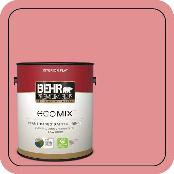 1 gal. #140D-4 Fresh Pink Flat EcoMix Plant-Based Interior Paint & Primer