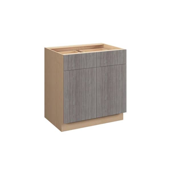 Saratoga Slab 36 in. W x 34.5 in. H x 24 in. D in Greywood Plywood Assembled Base Cabinet
