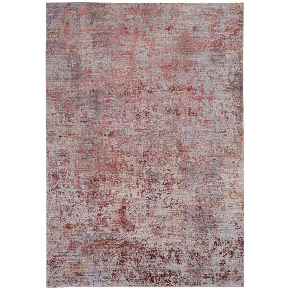 HomeRoots 8 ft. x 10 ft. Red, Gray Abstract Area Rug 2000567671 - The ...