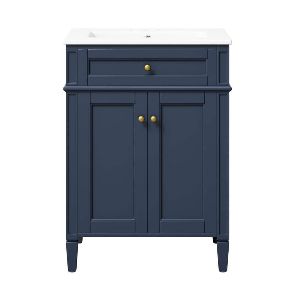 24 in. W x 18.1 in. D x 33.8 in. H Freestanding Bath Vanity in Blue with White Ceramic Top price history on PriceWatchPro