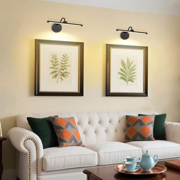 Black 13.39 in Dimmable LED Picture Light with Remote Control and Swivel (2-pack)