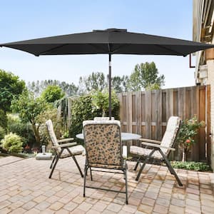 10 ft. x 6.5 ft. Rectangle Outdoor Patio Market Table Umbrella with Push Button Tilt and Crank in Black