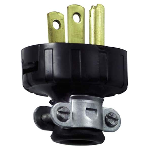Leviton 15 Amp Straight Blade Grounding Plug, Black 48648-3E