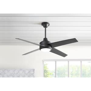 Mercer 52 in. Integrated LED Indoor Matte Black Ceiling Fan with Light Kit and Remote Control