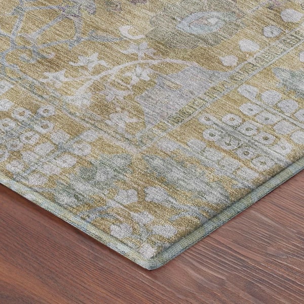 Mayfield Premium Machine Washable Abstract AMF2231 Beige 8 ft. x 10 ft. Area Rug