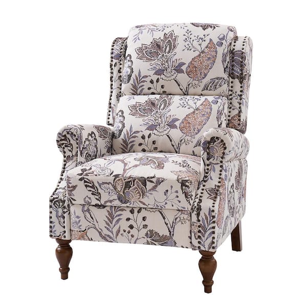 JAYDEN CREATION Sharon Green Traditional Solid Wood Foot Cutaway Arms with Nailheads Manual Recliner