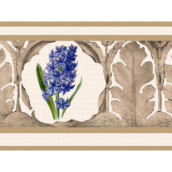 Dundee Deco Falkirk Dandy II Cream Pink Purple Flowers Floral Peel and Stick Wallpaper Border