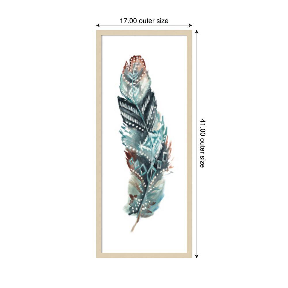 Tribal Feather Single II 17" x 41" Brown Framed Graphic Art Print