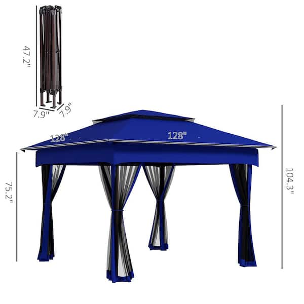 Outsunny 11 ft. x 11 ft. Blue Pop Up Canopy 840-166V00BU