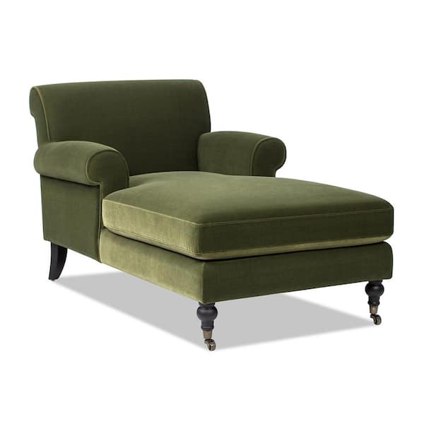 Alana Lawson Olive Green Velvet 62 in. Living Room Chaise Lounge Chair with Performance Velvet Upholstery