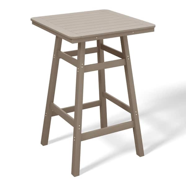 WESTIN OUTDOOR Laguna 30 in. Square HDPE Plastic All Weather Outdoor Patio Bar Height High Top Pub Table in Weathered Wood