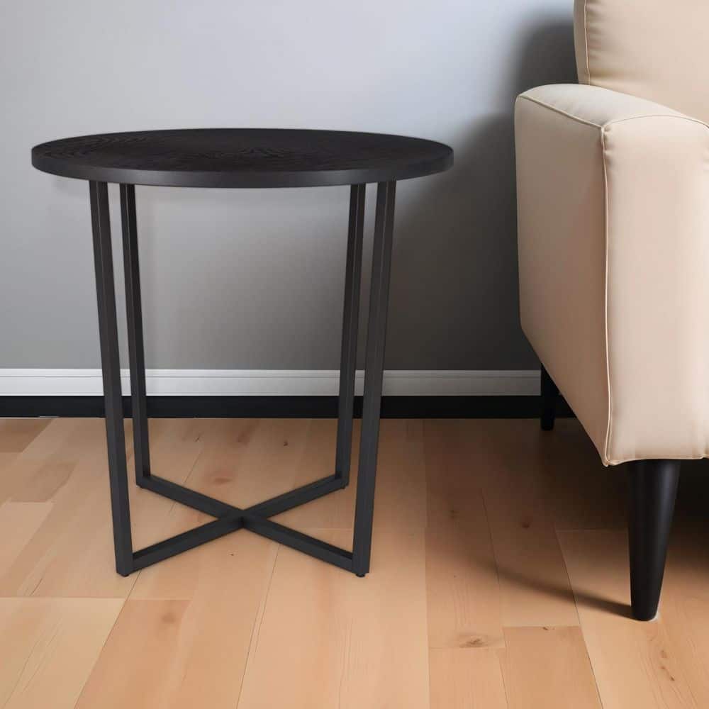 HomeRoots 22 in. Black Round MDF End Table 2000544238 - The Home Depot