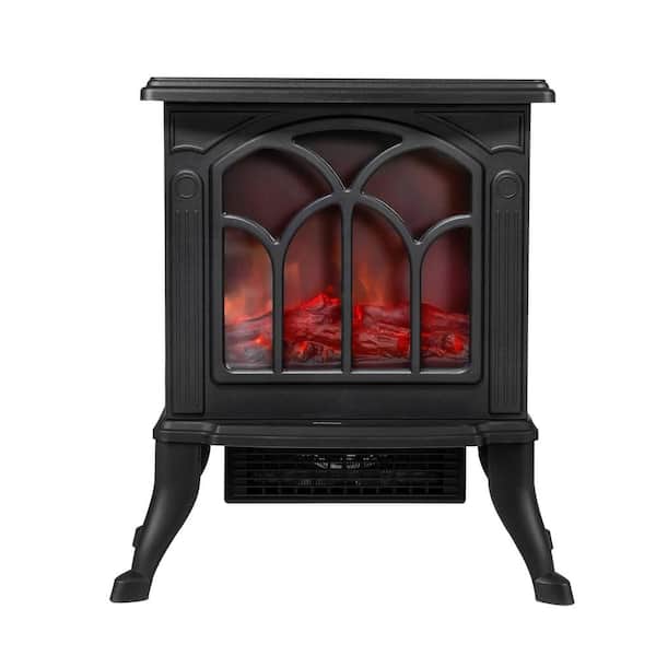 Unbranded 16 in. Freestanding Electric Fireplace in Black with 3D Realistic Flame Effect
