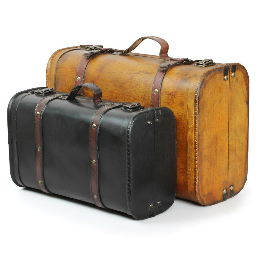 Vintiquewise 2-Colored Vintage Style Luggage Suitcase/Trunk, Set 