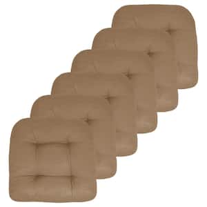 19 in. x 19 in. x 5 in. Solid Tufted Indoor/Outdoor Chair Cushion U-Shaped in Taupe (6-Pack)