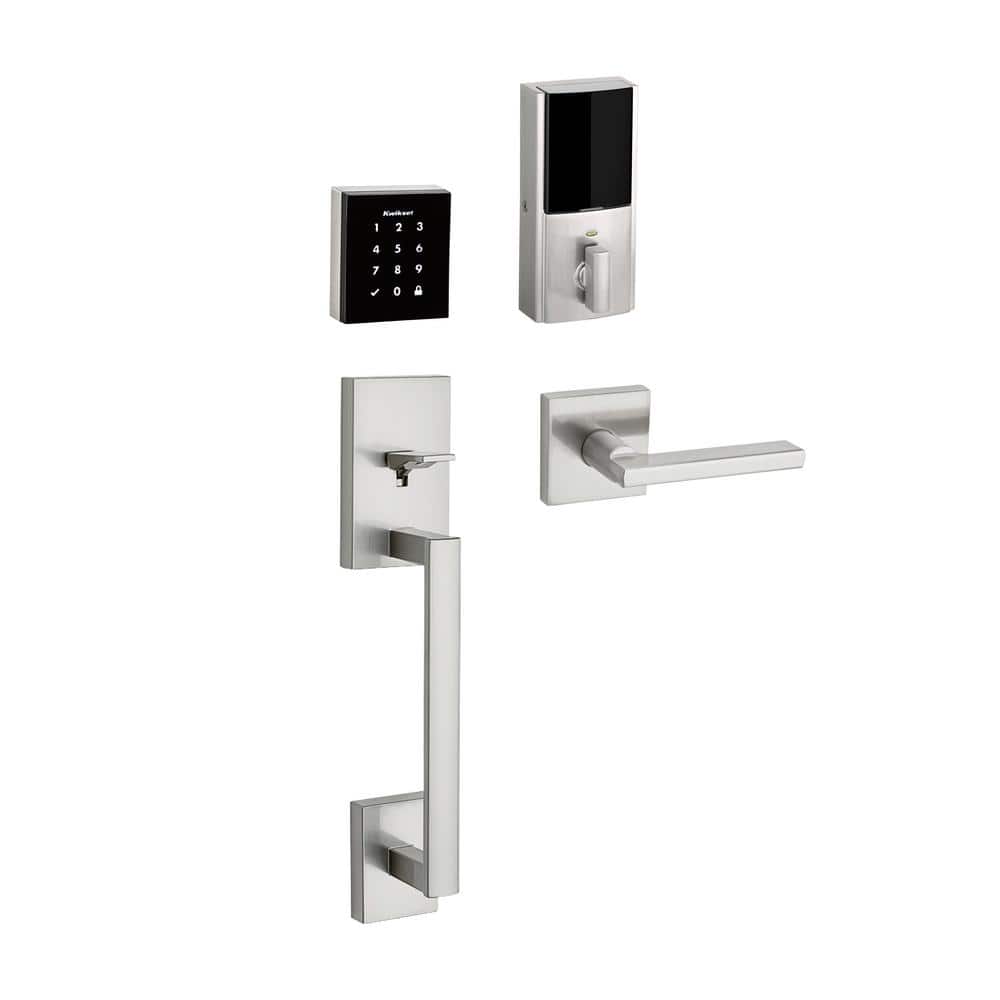 Kwikset Obsidian Satin Nickel Keyless Electronic Touchscreen Deadbolt with San Clemente Handle