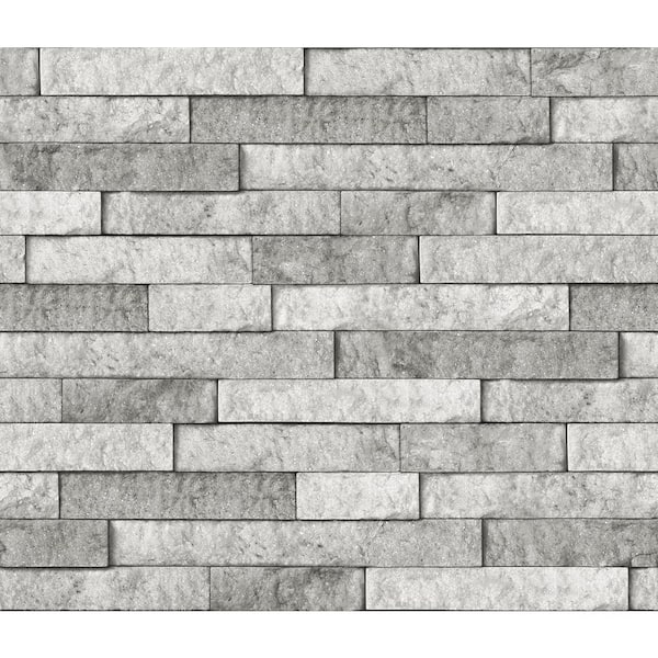 Brewster Grey Stone Wall Applique Peel and Stick Backsplash