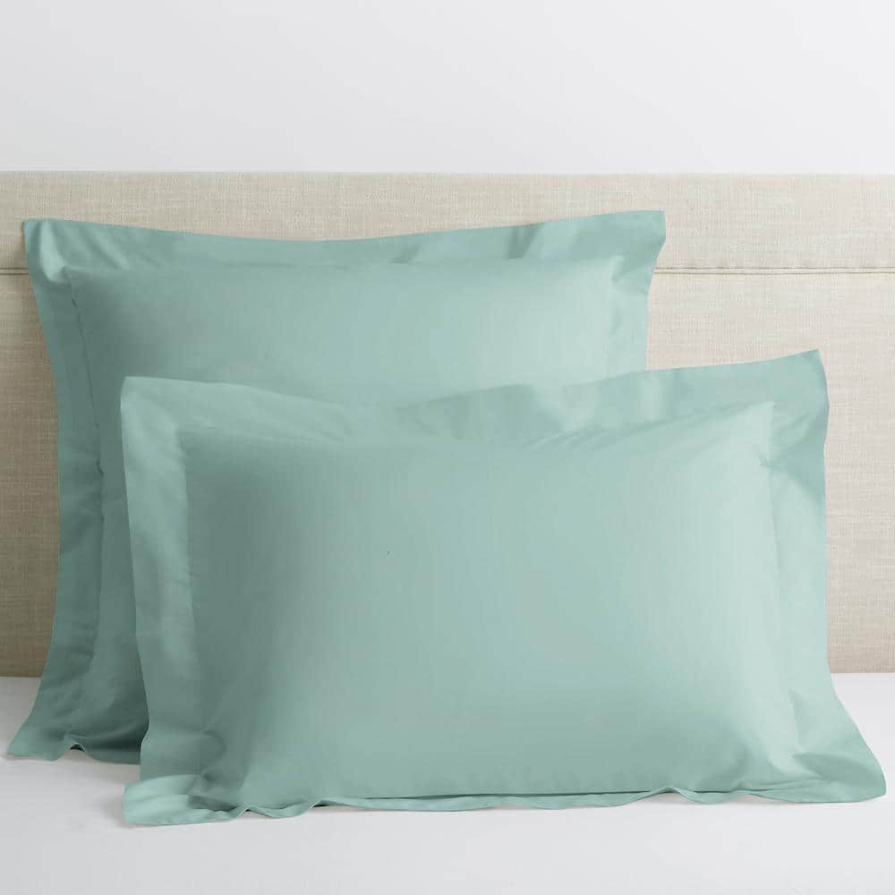 Legends Hotel Organic Pale Blue Solid 300-Thread Count Cotton Percale Single King Sham -  The Company Store, N2K5-K-PALE-BL