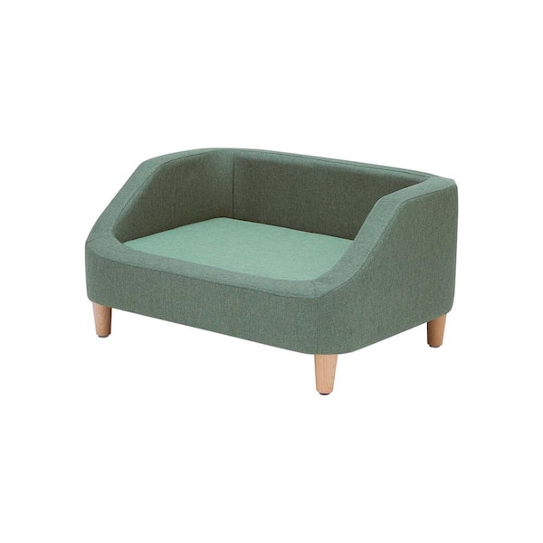 TEAMSON PETS 29.75 in. Bennett Linen Sofa Bed for Cats and Dogs Up to 66 lbs. Sea Green