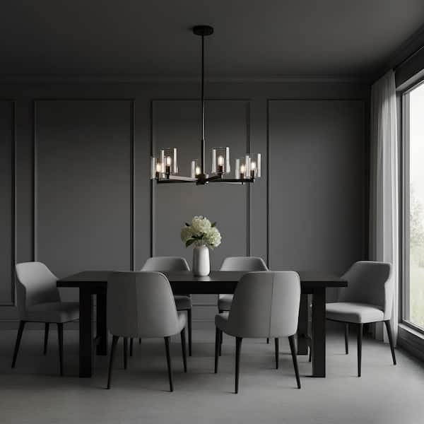 Fullton 5-Light Midnight Black Chandelier with Clear Glass Shades