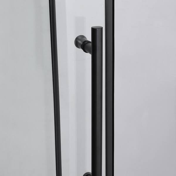 MEDUNJESS BradF 72 in. W x 76 in. H Sliding Frameless Shower Door in Matte Black with 3/8 in. (10mm) Tempered Clear Glass