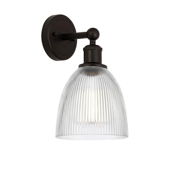 Castile 1-Light Oil Rubbed Bronze, Clear Wall Sconce with Clear Glass Shade