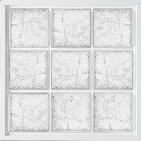Hy-Lite 39 in. x 39 in. Glass Block Fixed Vinyl Windows Ice Pattern Glass - White