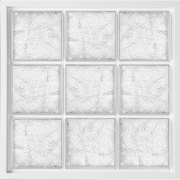 Hy-Lite 46.75 in. x 46.75 in. Glass Block Fixed Vinyl Windows Ice Pattern Glass - White