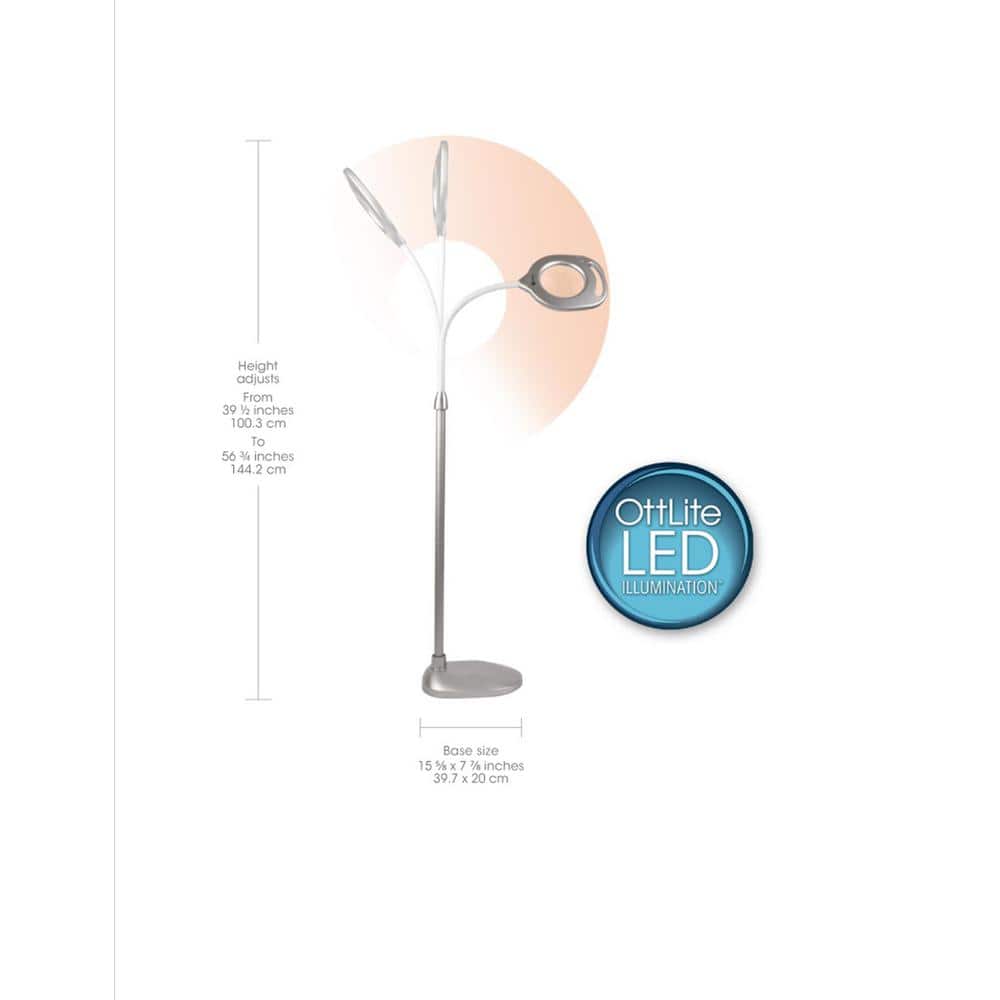 Adjustable Silver LED Magnifier Floor and Table Lamp