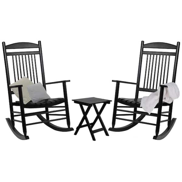 VEIKOUS 2-Piece Plastic Outdoor Rocking Chair Set, Brown