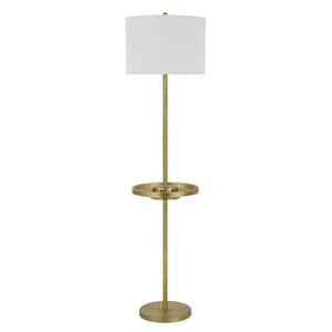 62 in. Nickel 1 Dimmable (Full Range) Tripod Floor Lamp for Living Room with Cotton Drum Shade