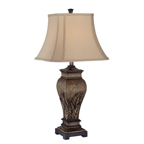 Illumine Designer Collection 31 in. Silver Table Lamp with Tan Fabric Shade