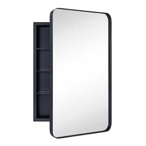 WH 20 in. W x 30 in. H Rectangular Stainless Steel Recessed Framed Medicine Cabinet with Mirror in Matt Black
