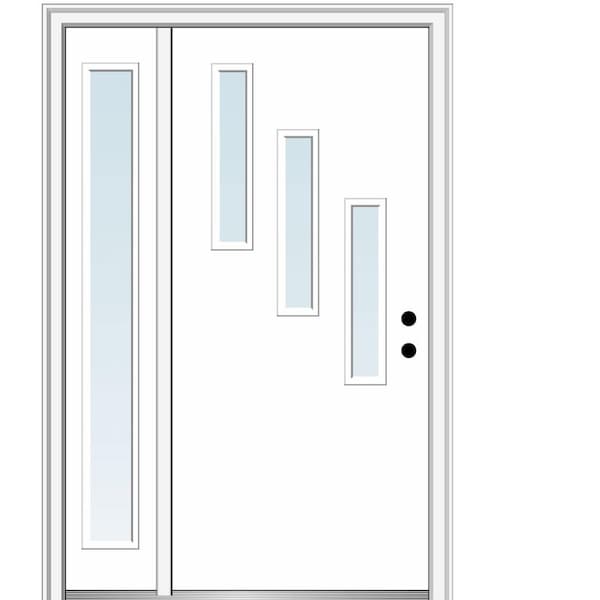 MMI DOOR Davina 50 in. x 80 in. Left-Hand Inswing 3-Lite Clear Low-E Primed Fiberglass Prehung Front Door on 6-9/16 in. Frame
