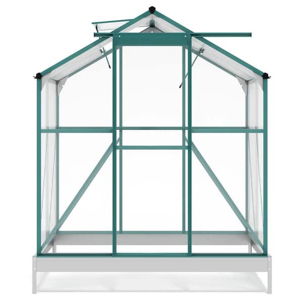 maocao hoom 6.2 ft.W x 4.3 ft.D. Outdoor Patio Greenhouse with 2 Windows and Base