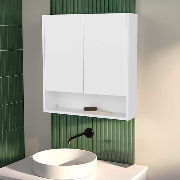 24.8 in. W x 25.8 in. H Rectangular White MDF Surface Mount Medicine Cabinet without Mirror, with Two Doors