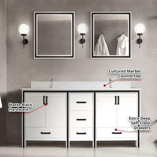 趣味 NAVEYARD Have a question about Lexora Ziva 72 in. W x 22 in. D White