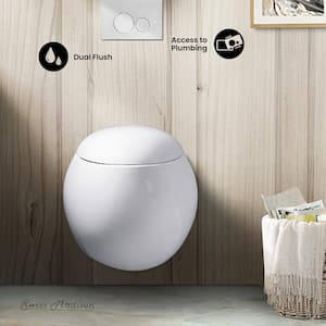 0.8/1.28 GPF Plaisir Wall Hung Dual Flush Elongated Toilet Bowl in White