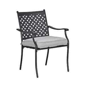 Metal Outdoor Dining Chair with Gray Cushion (4-Pack)