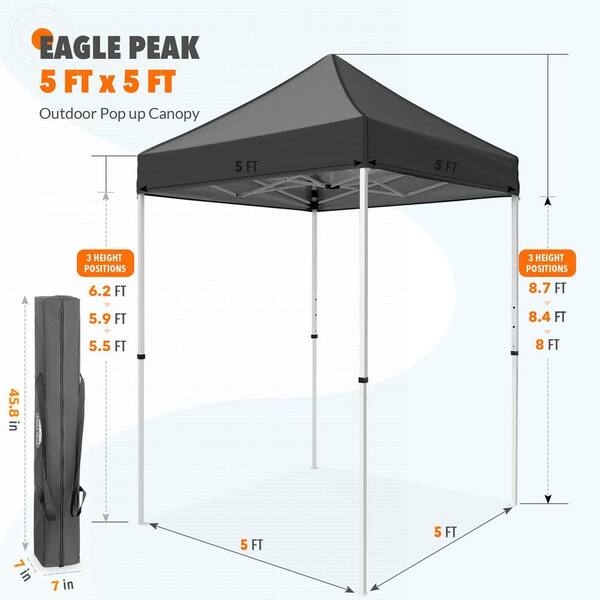EAGLE PEAK 5 ft. x 5 ft. Pop Up Canopy Tent Instant Outdoor Canopy