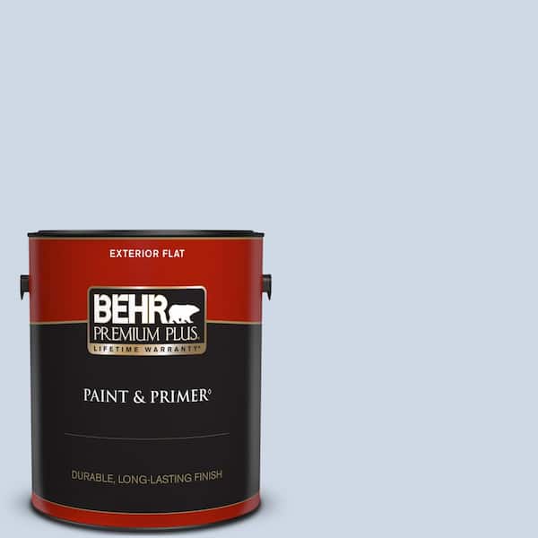 BEHR PREMIUM PLUS 1 gal. #600C-2 Silent Ripple Flat Exterior Paint & Primer