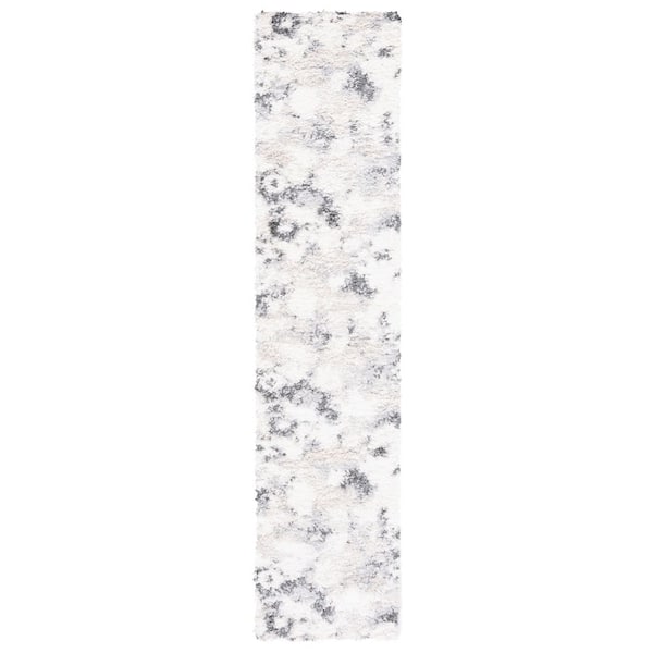 Berber Shag 2 ft. x 9 ft. Gray/Ivory Abstract Monochrome Runner Rug
